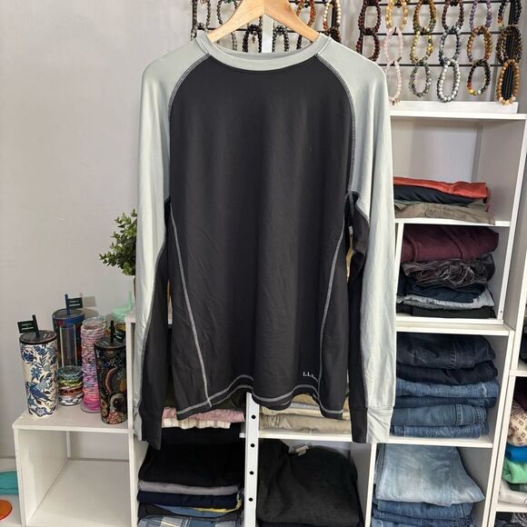 LL BEAN Black and Gray Long Sleeve Shirt large / tall performance material - Picture 4 of 5